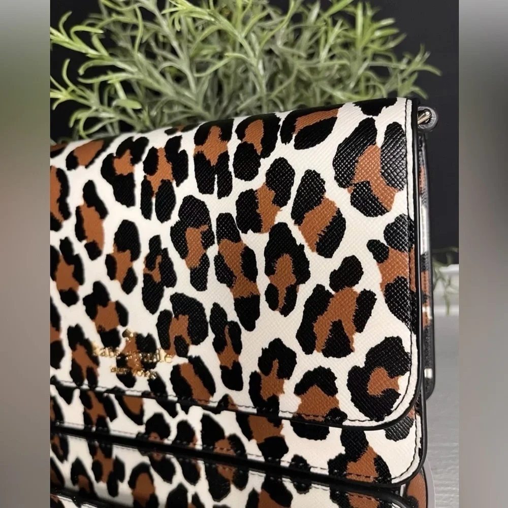 Kate Spade Madison Leopard Flap Crossbody Saffiano NWT